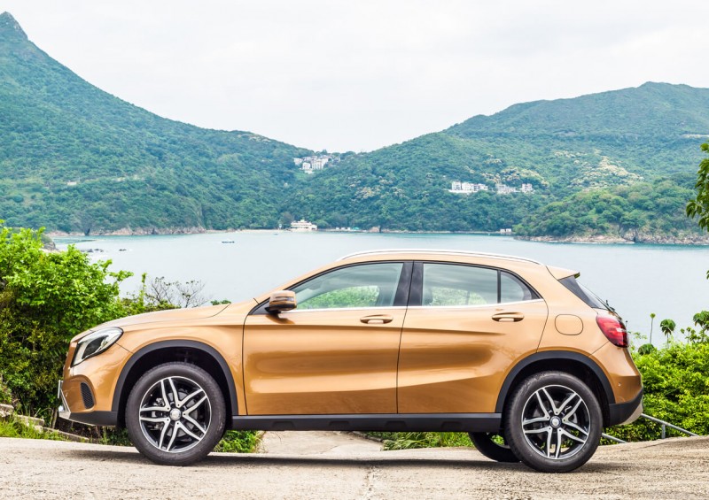 Mercedes Benz side with mountain view